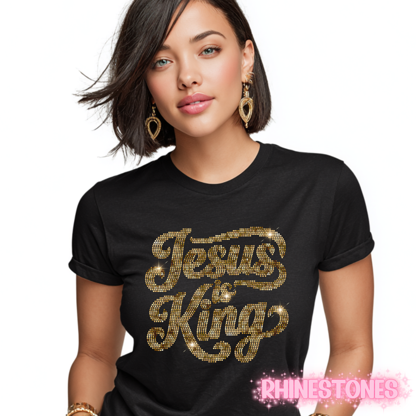 JESUS IS KING Rhinestone T-Shirt