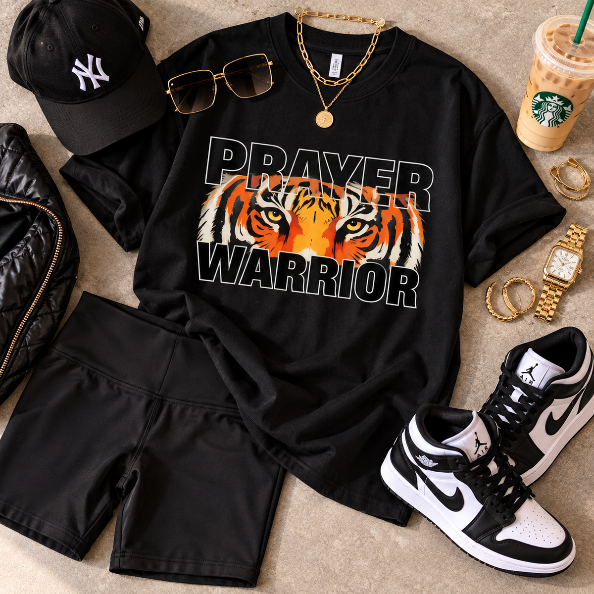 Prayer Warrior Tiger Eyes Graphic Tee & Sweatshirt