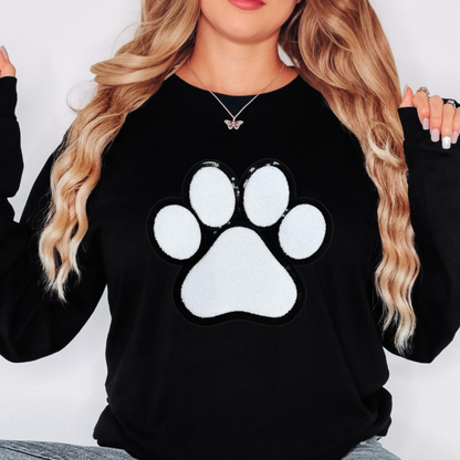 Chenille paw with sequins