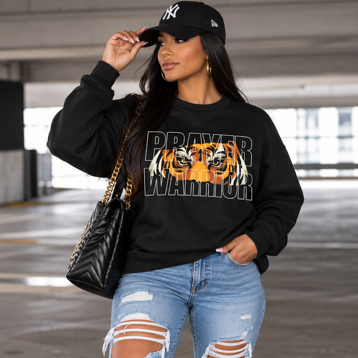 Prayer Warrior Tiger Eyes Graphic Tee & Sweatshirt