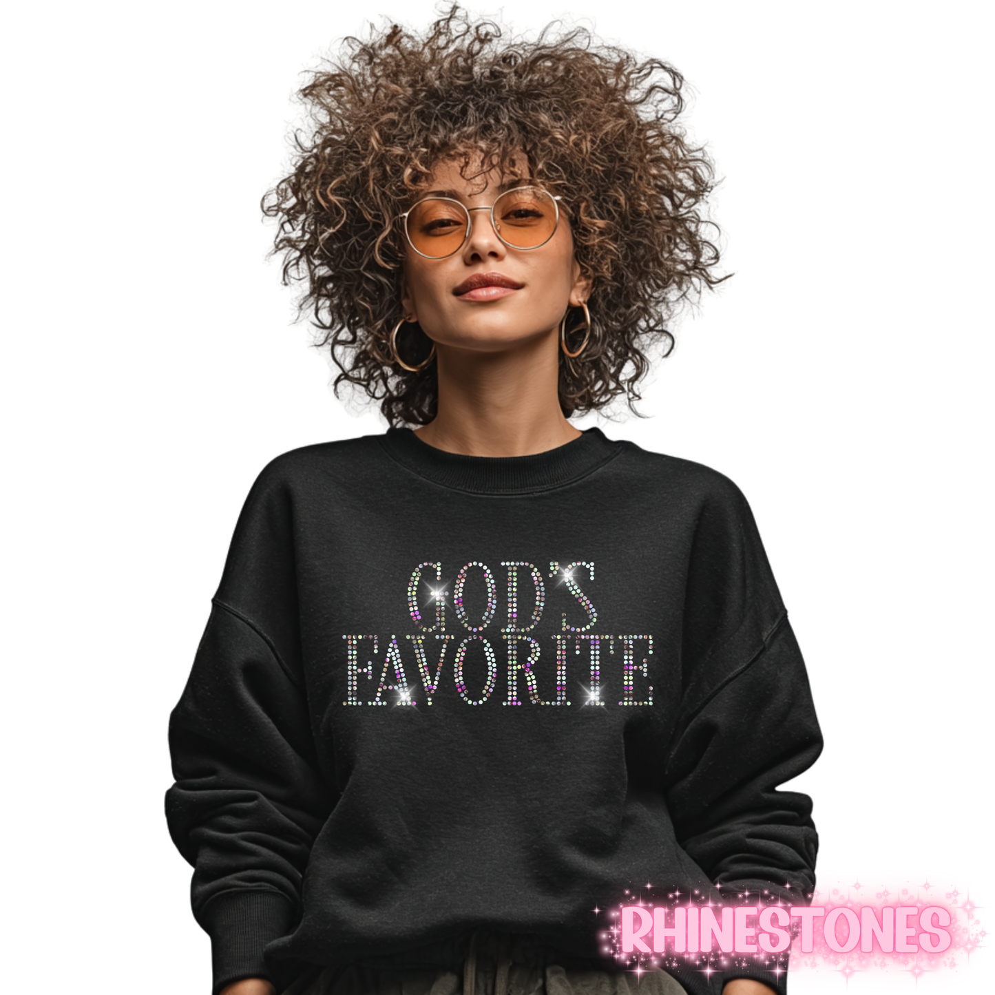 God’s Favorite Rhinestone Sweatshirt | Faith-Based Bling Crewneck for Women
