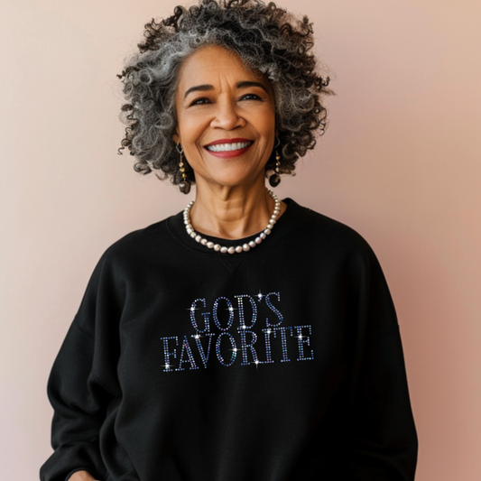 God’s Favorite Rhinestone Sweatshirt | Faith-Based Bling Crewneck for Women